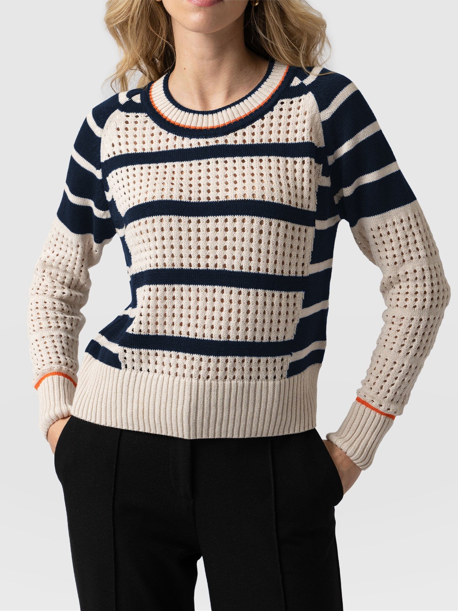 Cambridge Sweater Cream & Navy - Women's Sweaters | Saint + Sofia® USA